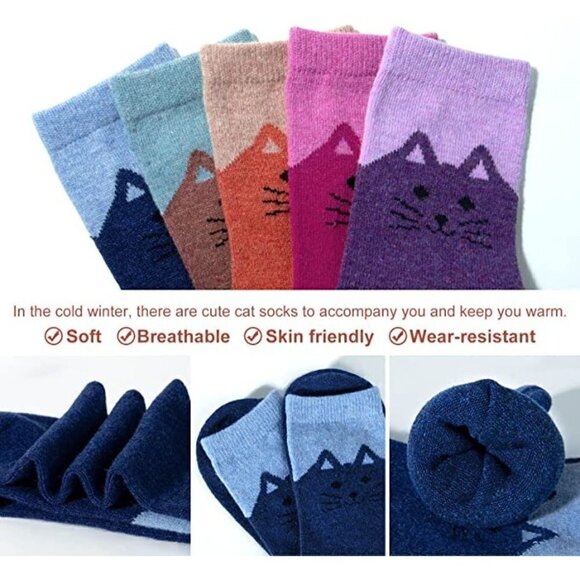 5 Pairs Luxury Wool Soft Socks Warm Winter Fall Womens Thick Cozy Knit NWT - Picture 3 of 7